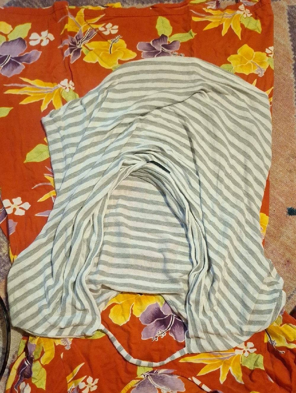 Double Zero Gray and White Striped Knit Pullover